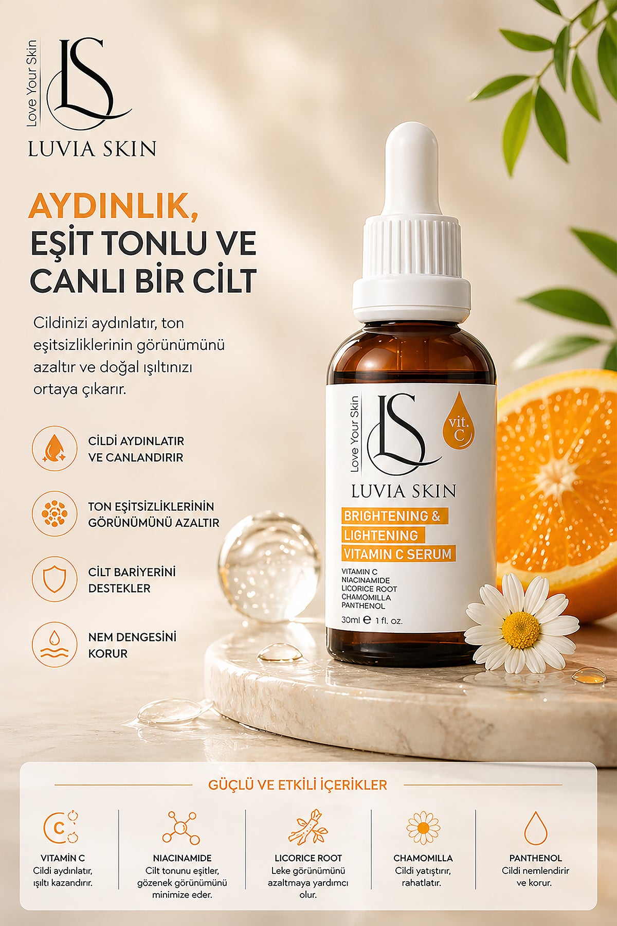 Luvia Skın Leke Karşıtı C Vitamini Serumu 30 ml